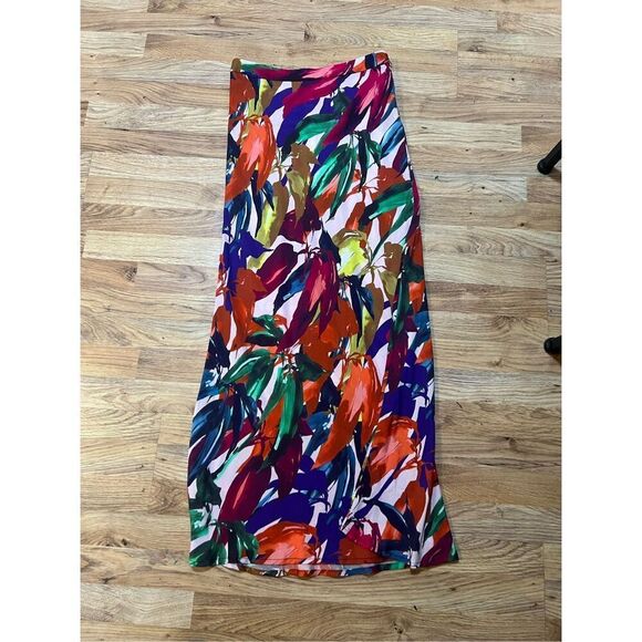NWT $228 Trina Turk long Colorful “Piper” Silky Viscose Maxi Skirt Sz 2 - Picture 10 of 13